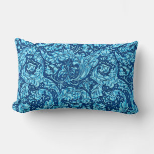 Art Nouveau Acanthus Leaves and Flowers, Sky Blue Lumbar Pillow