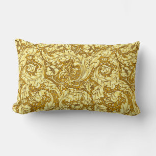 Art Nouveau Acanthus Leaves & Flowers, Mustard Gol Lumbar Pillow