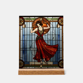 Art Nouveau Acrylic Stained Glass Wall Art  Sign