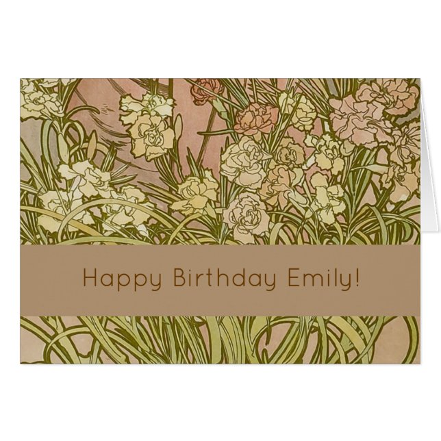 Art Nouveau Alfonse Mucha fleurs d'oeillets floral (Devant horizontal)