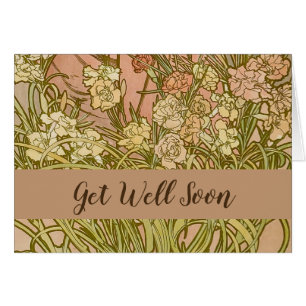 Art Nouveau Alfonse Mucha fleurs d'oeillets floral