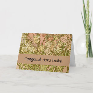 Art Nouveau Alfonse Mucha Floral carnation flowers Card