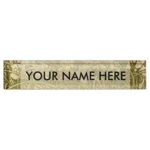 Art Nouveau Alfonse Mucha Floral carnation flowers Nameplate