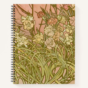 Art Nouveau Alfonse Mucha Floral carnation flowers Notebook