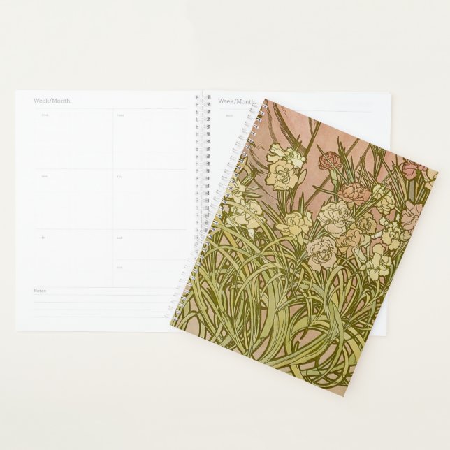 Art Nouveau Alfonse Mucha Floral carnation flowers Planner (Display)