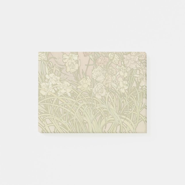Art Nouveau Alfonse Mucha Floral carnation flowers Post-it Notes (Front)
