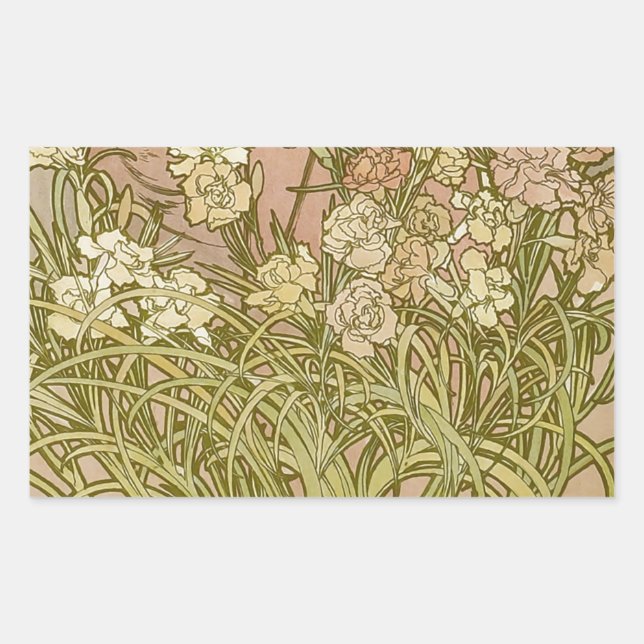 Art Nouveau Alfonse Mucha Floral carnation flowers Sticker (Front)