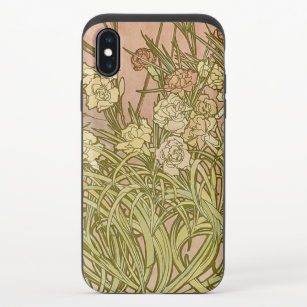 Art Nouveau Alfonse Mucha Floral carnation flowers iPhone X Slider Case