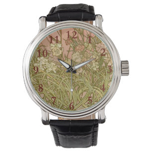 Art Nouveau Alfonse Mucha Floral carnation flowers Watch