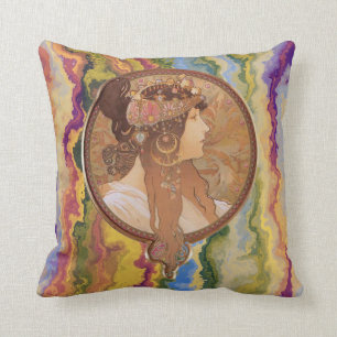 Art Nouveau - Alphonse Mucha Byzantine Throw Pillow
