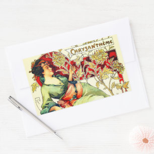 Art nouveau Alphonse Mucha Chrysantheme autumn Sticker