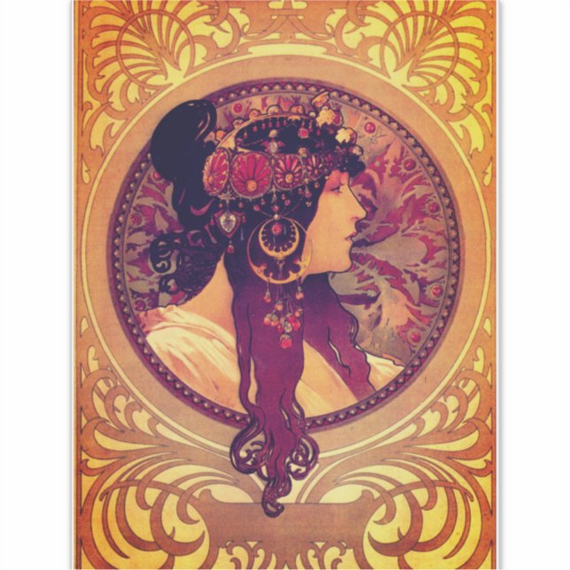 Art nouveau Alphonse Mucha Donna elegant woman (Front)