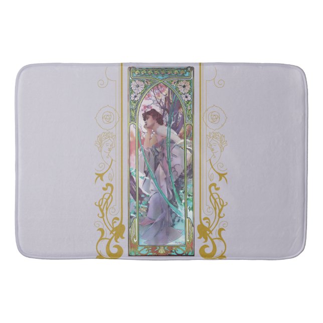 Art Nouveau Alphonse Mucha Evening Contemplation  Bath Mat (Front)