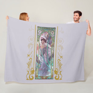 Art Nouveau Alphonse Mucha Evening Contemplation Fleece Blanket