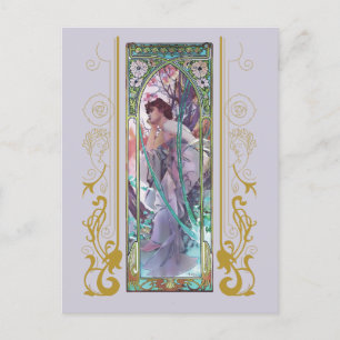 Art Nouveau Alphonse Mucha Evening Contemplation  Postcard