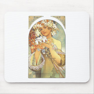 Art Nouveau - Alphonse Mucha "Flower" Mouse Pad