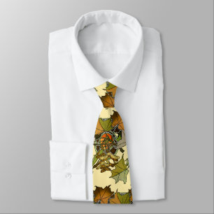 Art Nouveau Alphonse Mucha Maple Leaves Pattern Tie
