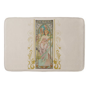 Art Nouveau Alphonse Mucha - Morning Awakening Bath Mat