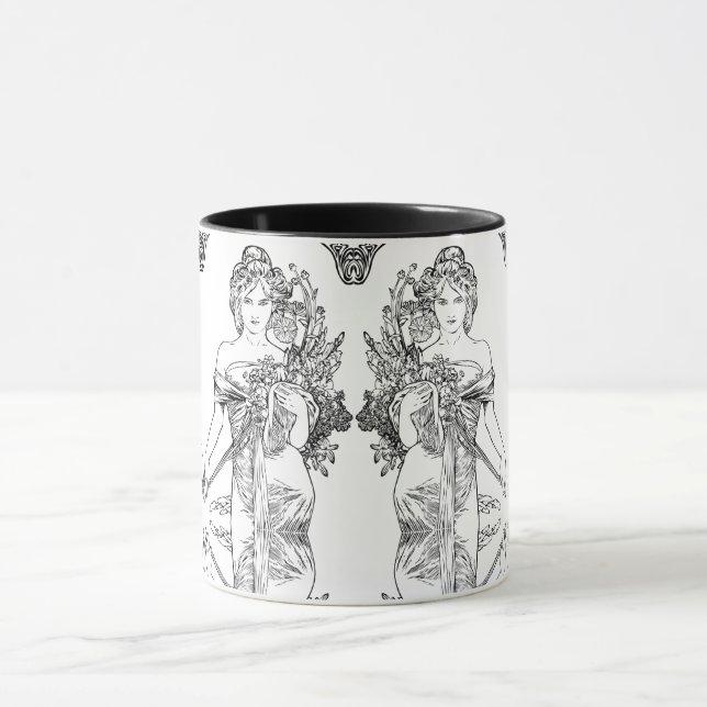 Art nouveau Alphonse Mucha mug (Center)