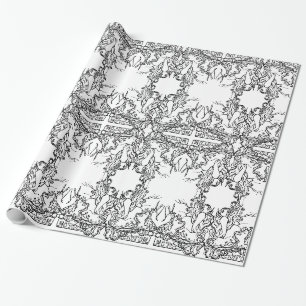 Art nouveau Alphonse Mucha salon black white Wrapping Paper