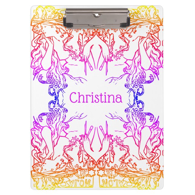 Art nouveau Alphonse Mucha salon colourful Clipboard (Front)