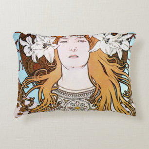 Art Nouveau - Alphonse Mucha - Sarah Bernhardt Accent Pillow