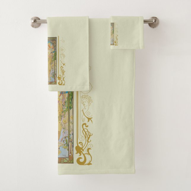 Art Nouveau Alphonse Mucha -The Brightness of Day  Bath Towel Set (Insitu)