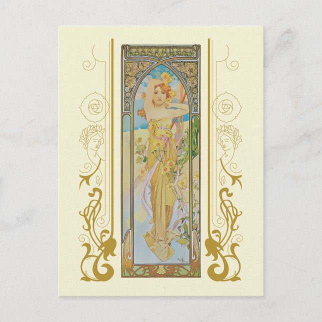 Art Nouveau Alphonse Mucha The Brightness of Day Invitation Postcard (Front)