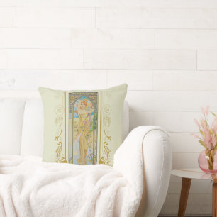Art Nouveau Alphonse Mucha -The Brightness of Day  Throw Pillow