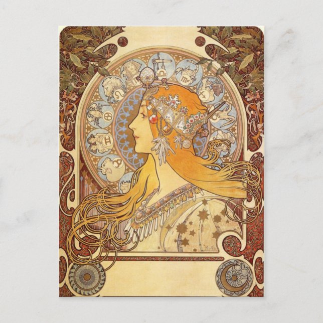 Art Nouveau Alphonse Mucha Zodiac Post Card (Front)