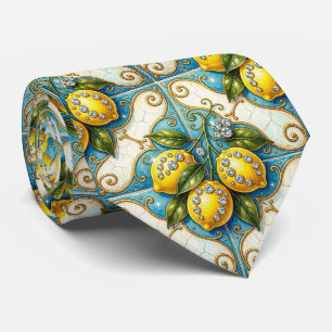 Art Nouveau Amalfi Lemons Diamonds Gentleman's Tie