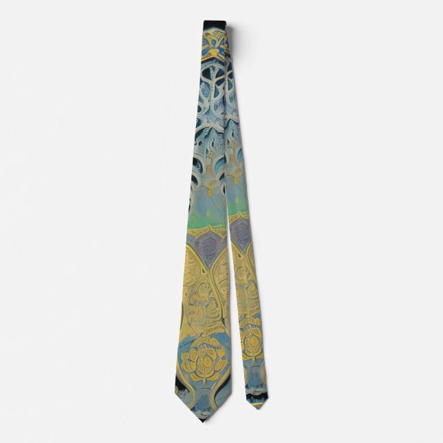 Art nouveau and Persian art- inspired digital art  Tie (Front)