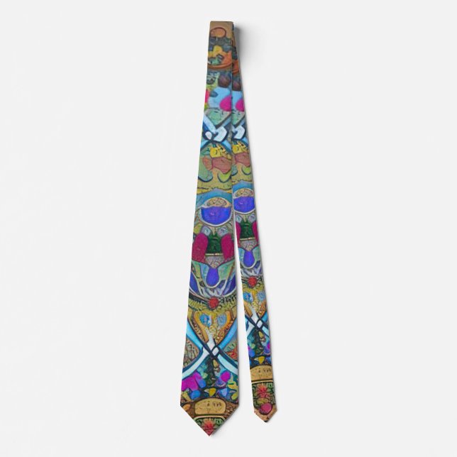 Art nouveau and Persian art- inspired digital art  Tie (Front)
