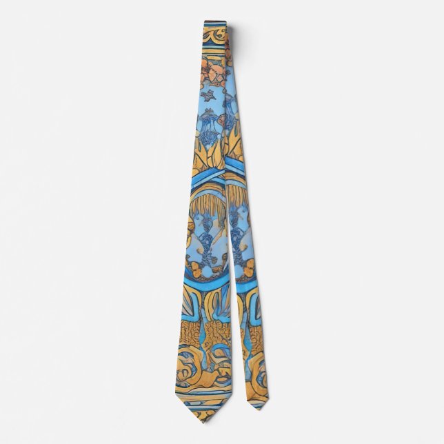 Art nouveau and Persian art- inspired digital art  Tie (Front)