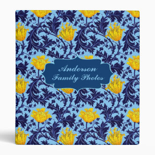Art Nouveau Anemone, Blue & Yellow Personalized   Binder