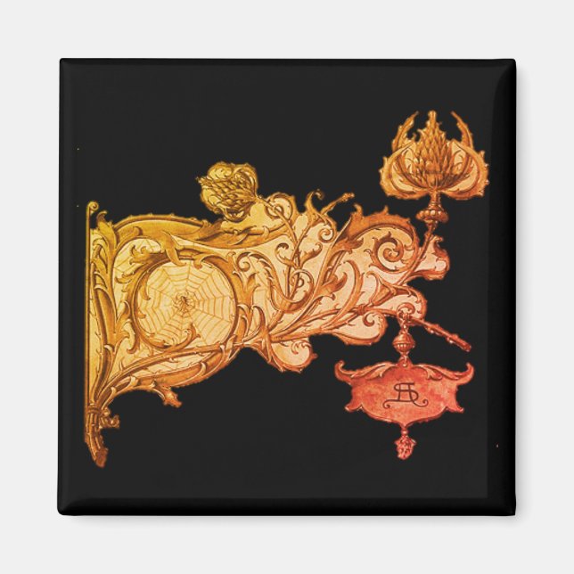 Art nouveau Anton Seder fall iron work magnet (Front)