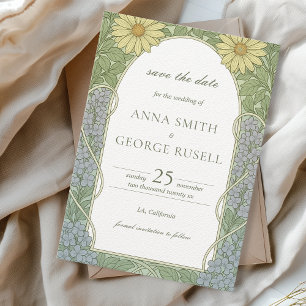 Art Nouveau Arch Vintage Floral Save the Date Invitation