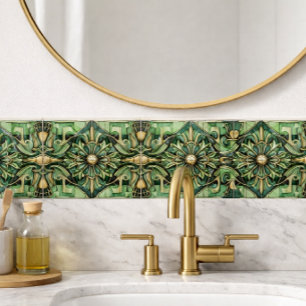 Art Nouveau /Art Deco Backsplash Gold Green Tile