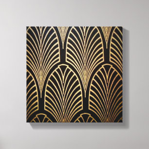 Art nouveau, art deco, fan pattern, bronze,gold,bl canvas print