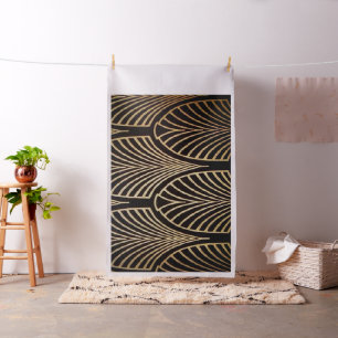 Art nouveau, art deco, fan pattern, bronze,gold,bl fabric