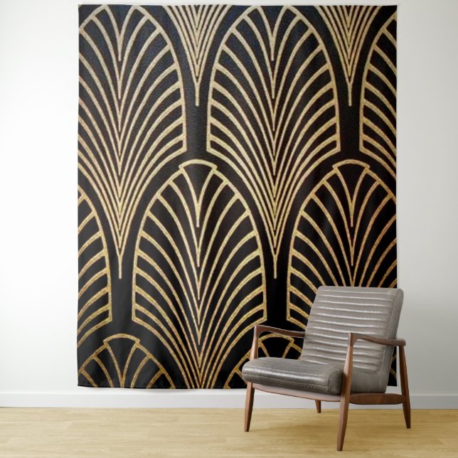 Art nouveau, art deco, fan pattern, bronze,gold,bl tapestry (In Situ)