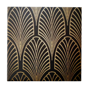Art nouveau, art deco, fan pattern, bronze,gold,bl tile