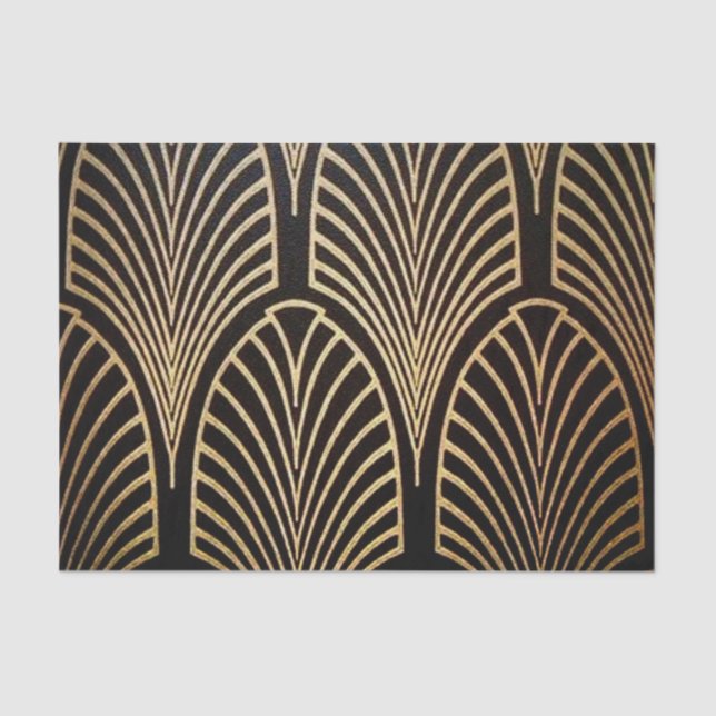 Art nouveau, art deco, fan pattern, bronze,gold,bl tissue paper (Front)