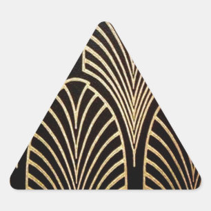 Art nouveau, art deco, fan pattern, bronze,gold,bl triangle sticker