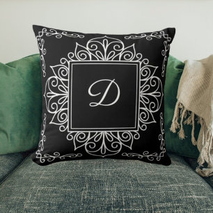 Art Nouveau Art Deco Monogram Throw Pillow