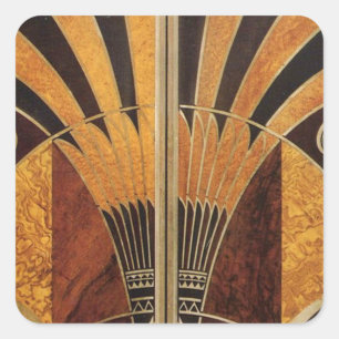 art Nouveau,art deco, vintage,wood colours, chic Square Sticker