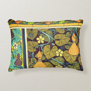 Art nouveau autumn floral elegant gourd purple accent pillow