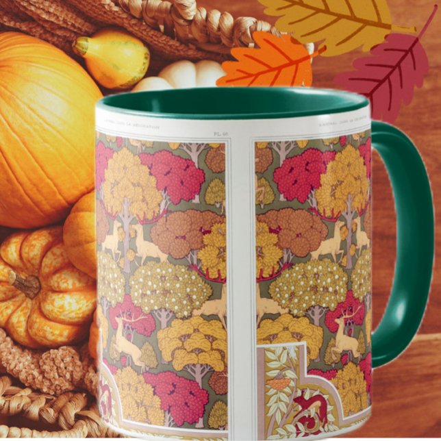 Art nouveau autumn tree and deer fall Verneuil  Mug (Creator Uploaded)
