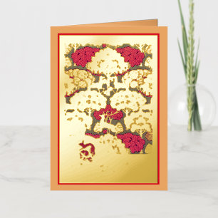 Art nouveau autumn trees and deer fall Verneuil  Foil Greeting Card