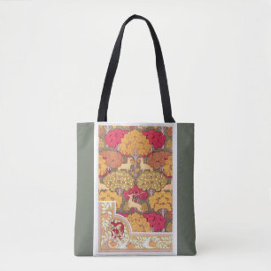 Art nouveau autumn trees and deer Vintage fall Tote Bag